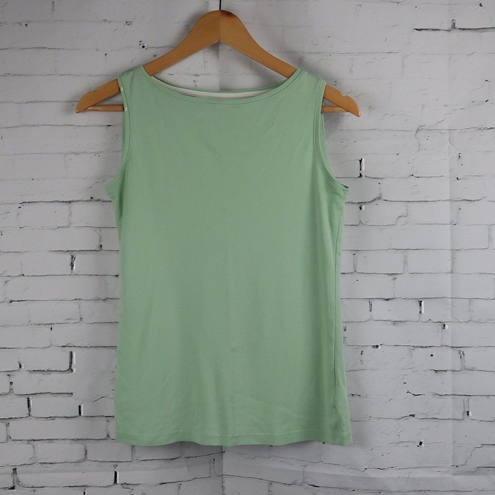 TALBOTS THE TALBOTS TEE GREEN SLEEVELESS ROUND NECK T SHIRT SIZE XS